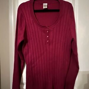 Just My Size Burgundy Ribbed Top